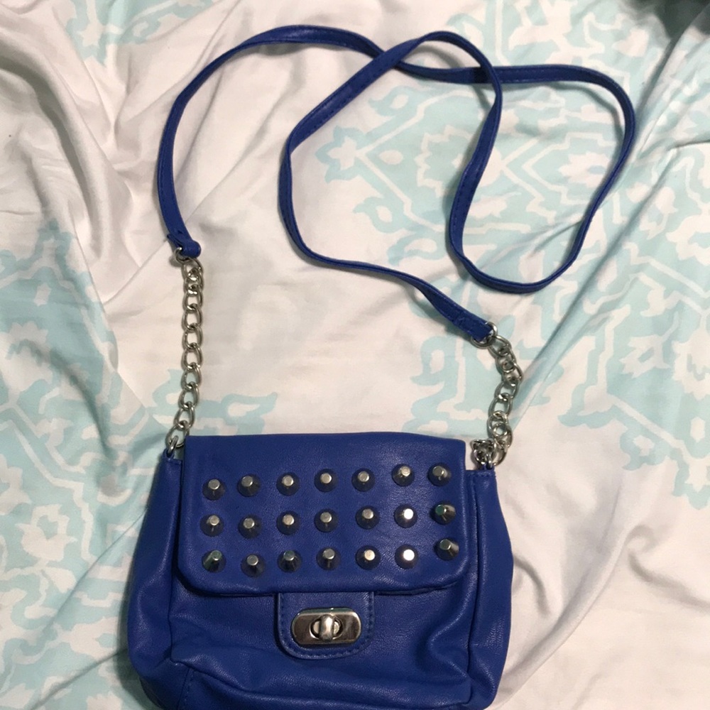 Blue studded cross body